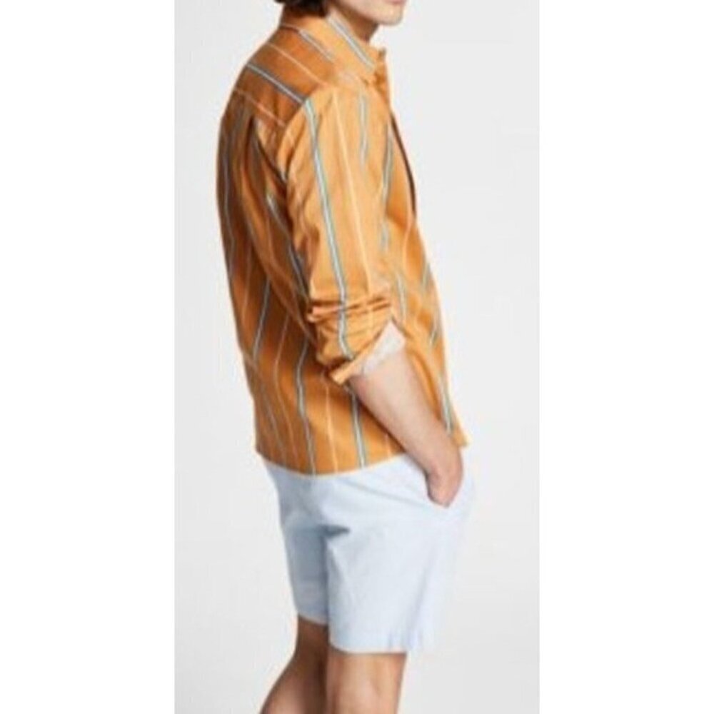AND NOW THIS Mens Regular Fit Brown Striped Long Sleeve Button Up Shirt Large - Picture 3 of 12
